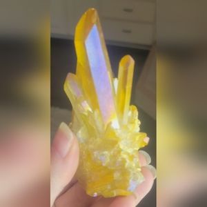 Yellow Aura Quartz cluster